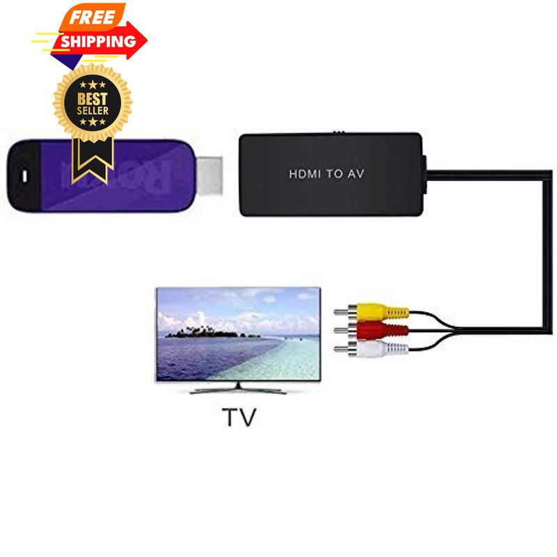 HDMI to AV Converter RCA Composite Adapter, Support Black