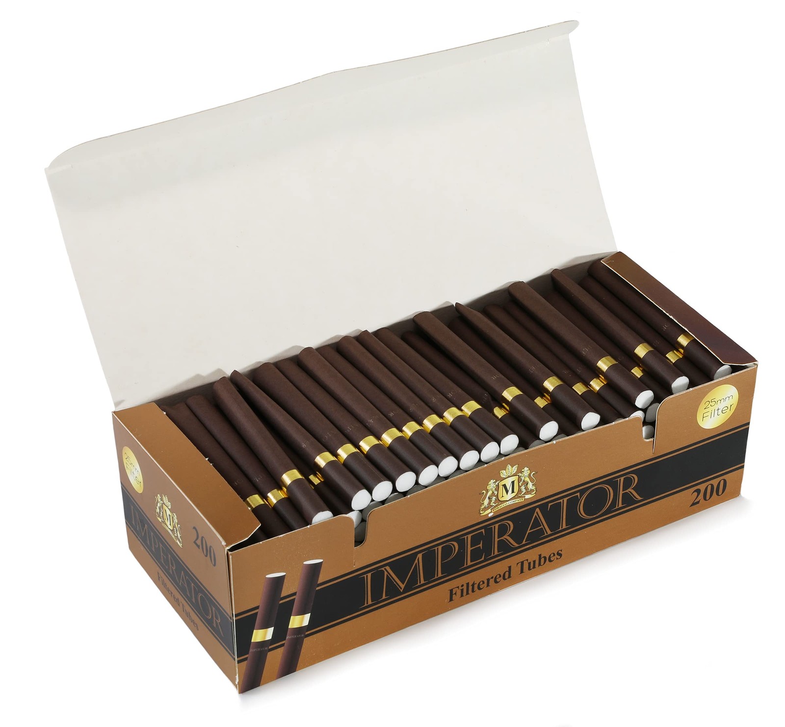 Black 200 Filtered Cigarette Tubes 1 Box of 200 Tubes
