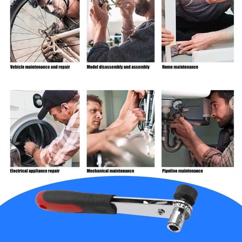 Efficient Mini Double Sided Ratchet Wrench Adjustable Easy Quick Releases Tool