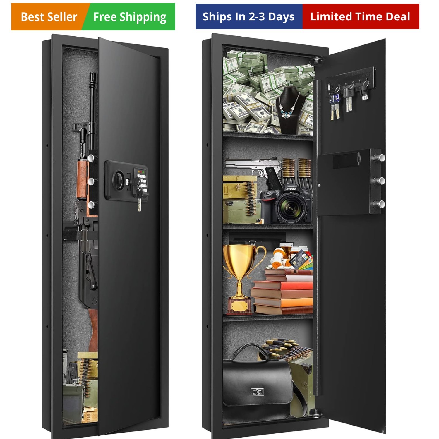 43.3" Tall Fireproof s Between the Studs 16" Centers, Electronic Hidden Safe ...