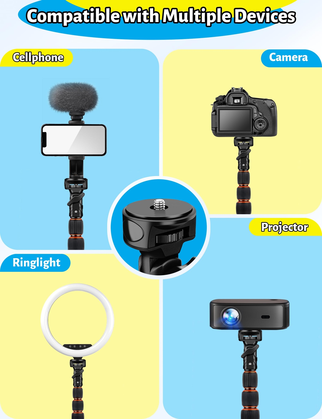 Cell Phone Tripod Stand for Travel Video Recording Vlog with Remote Control