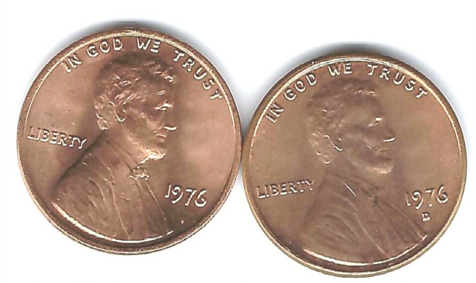 1976 P & D Brilliant Uncirculated Two Lincoln cent coins!