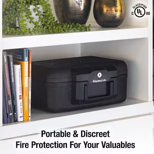 Fireproof Sentry Box Key Lock Important Document Money Safety Storage Chest Box
