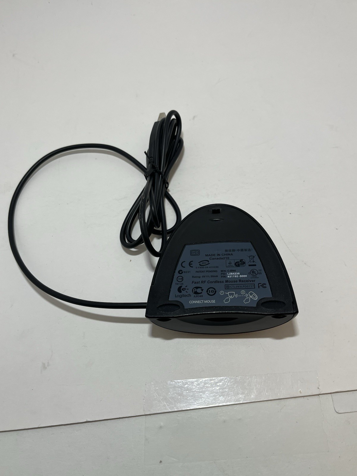 Logitech C-BN4 Fast RF Cordless USB Mouse Receiver P/N: 831192 D000