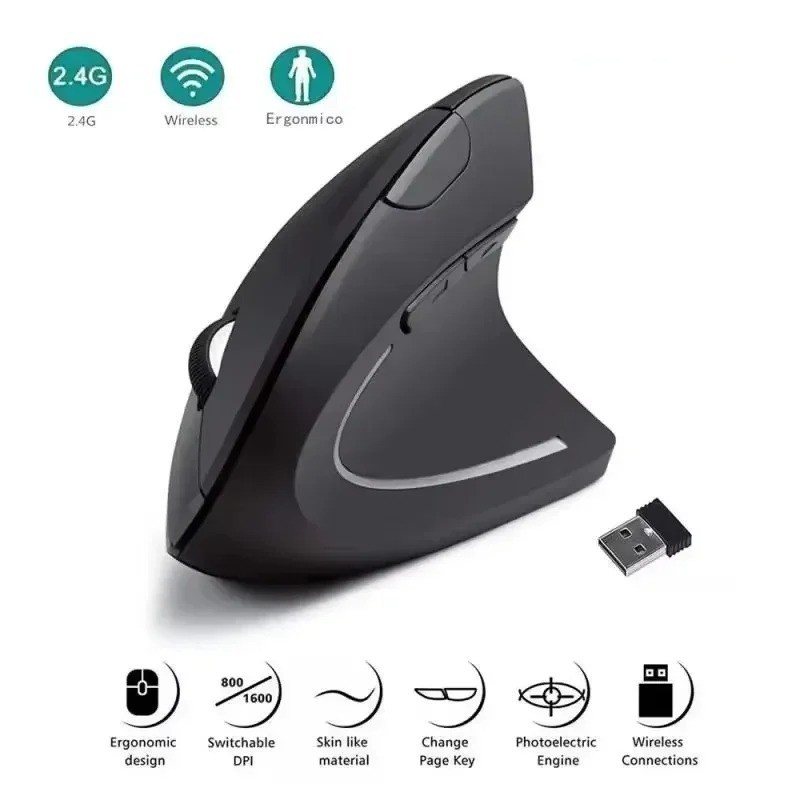 Wireless Ergonomic Design Vertical Optical Mouse Mice for Computer Laptop 2.4GHz