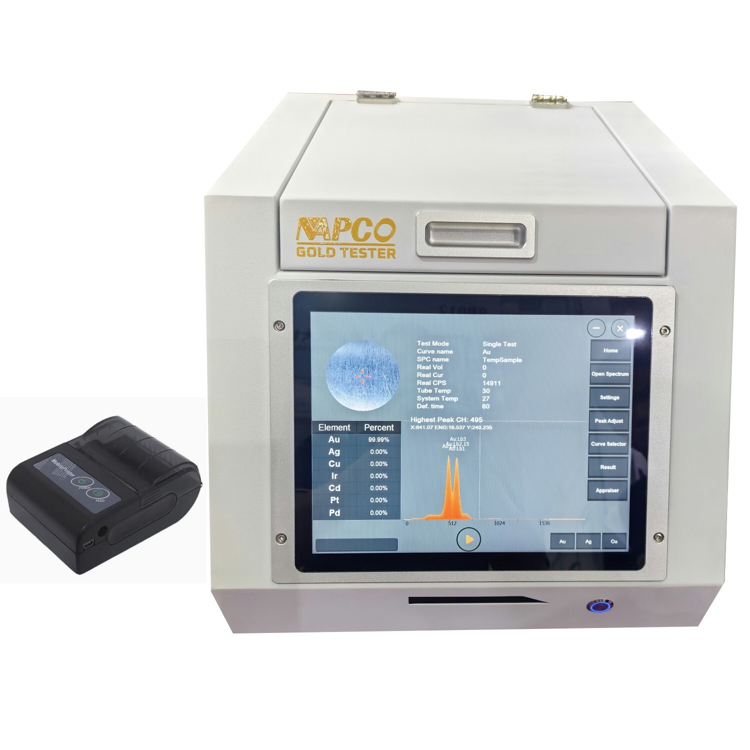 24K Gold XRF Spectrum Analyzer Gold platinum Purity Density 7-Elements Au, Ag