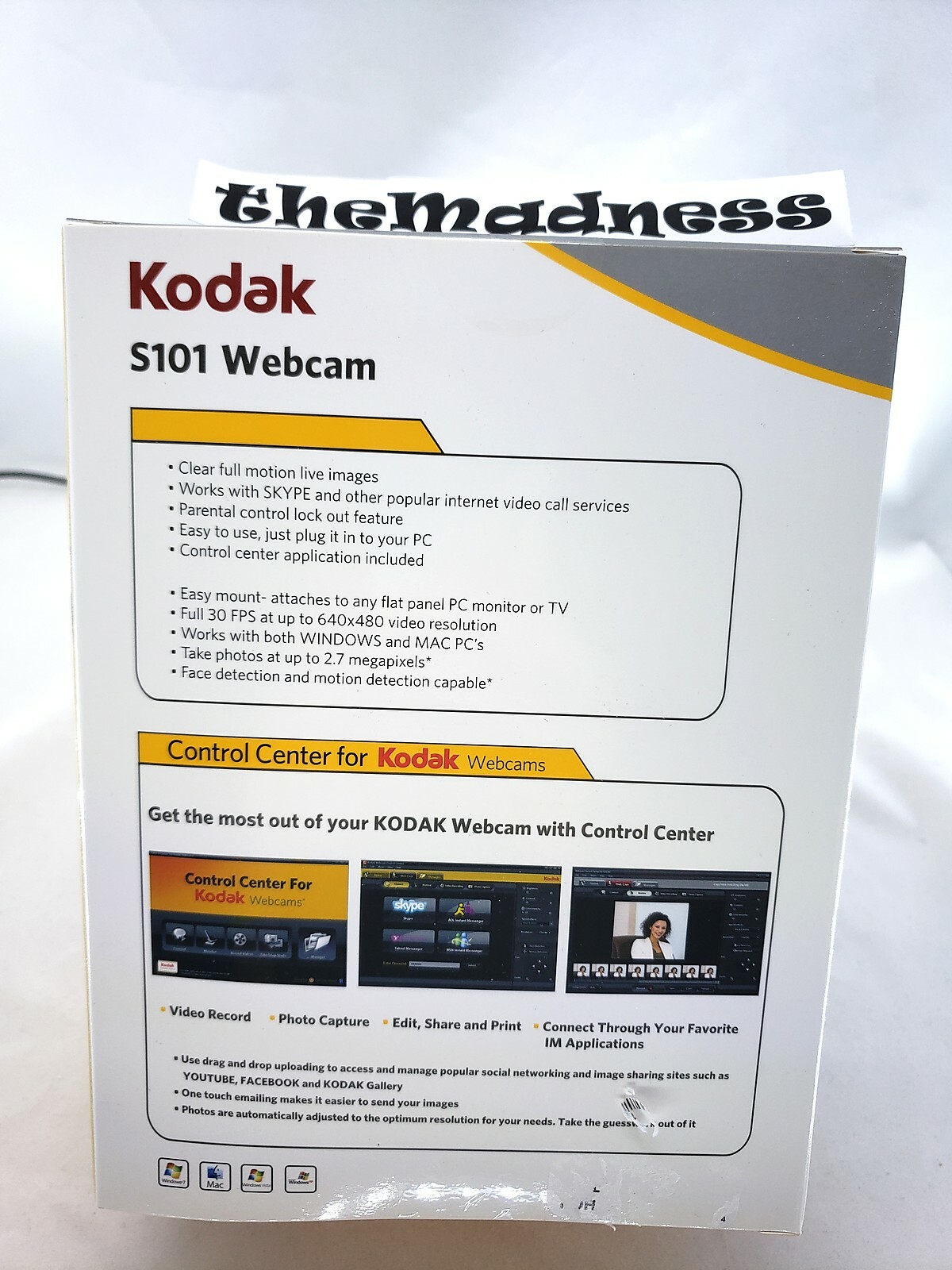 New Sealed Kodak S101 USB Computer Webcam with Built in Microphone