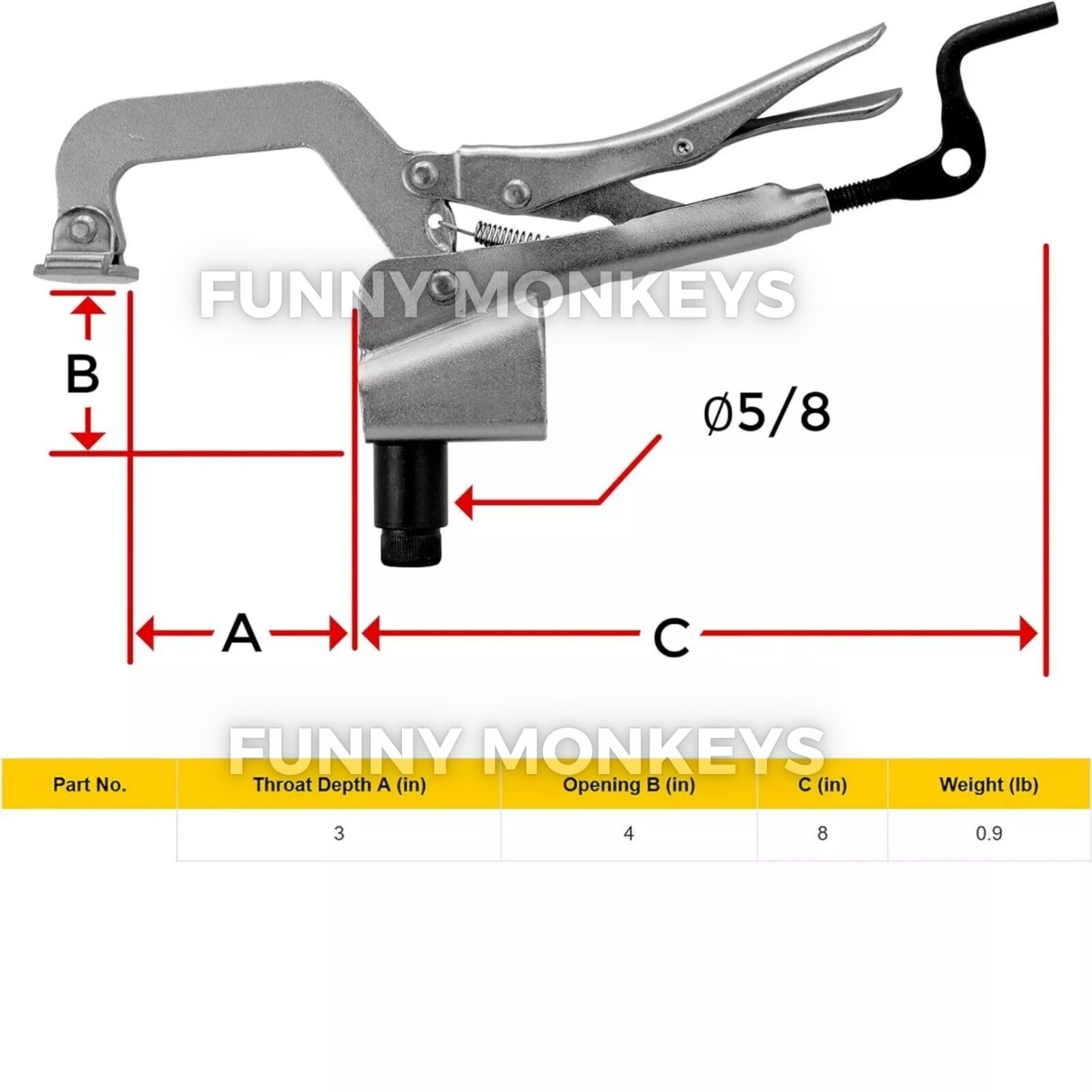 Workbench Surface Hold Down Clamp Plier for 5/8" Dog Hole Welding Fixture Table