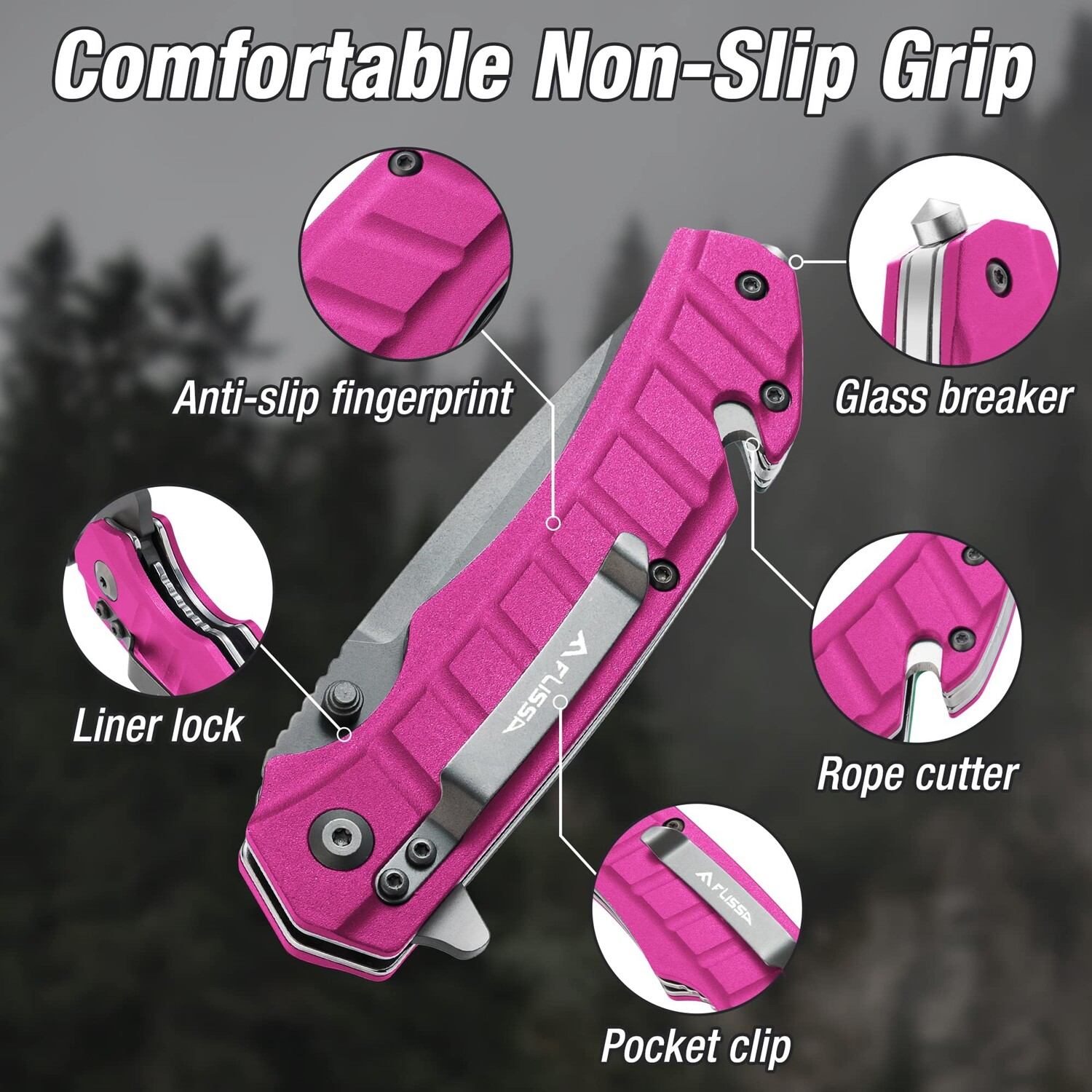 FLISSA Folding Pocket Knife Tactical Knife HRC52-57 Blade Hardness Liner Lock