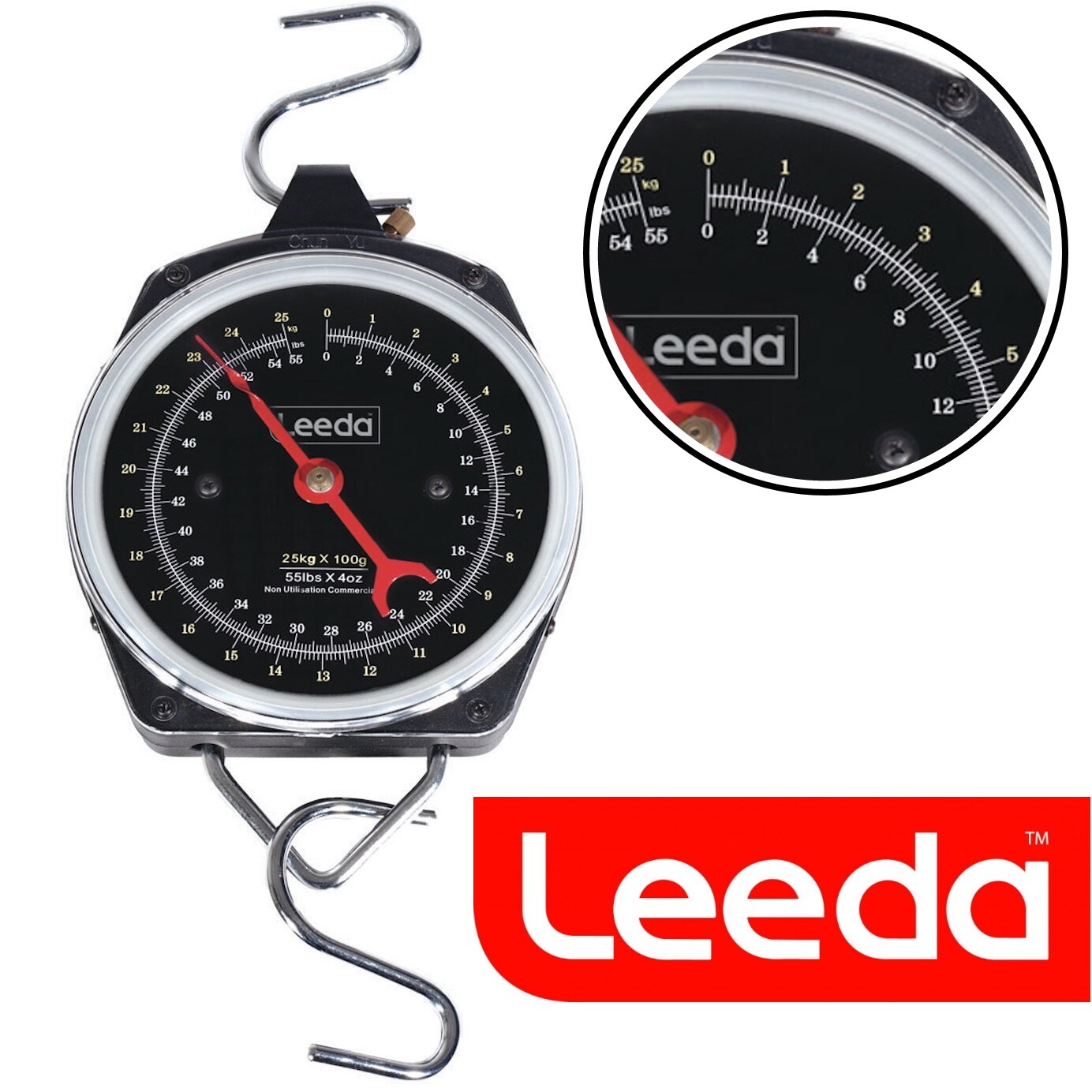 Leeda Fishing Scales Dial Portable Weigh Travel Match Carp Sea 55lb / 25kg