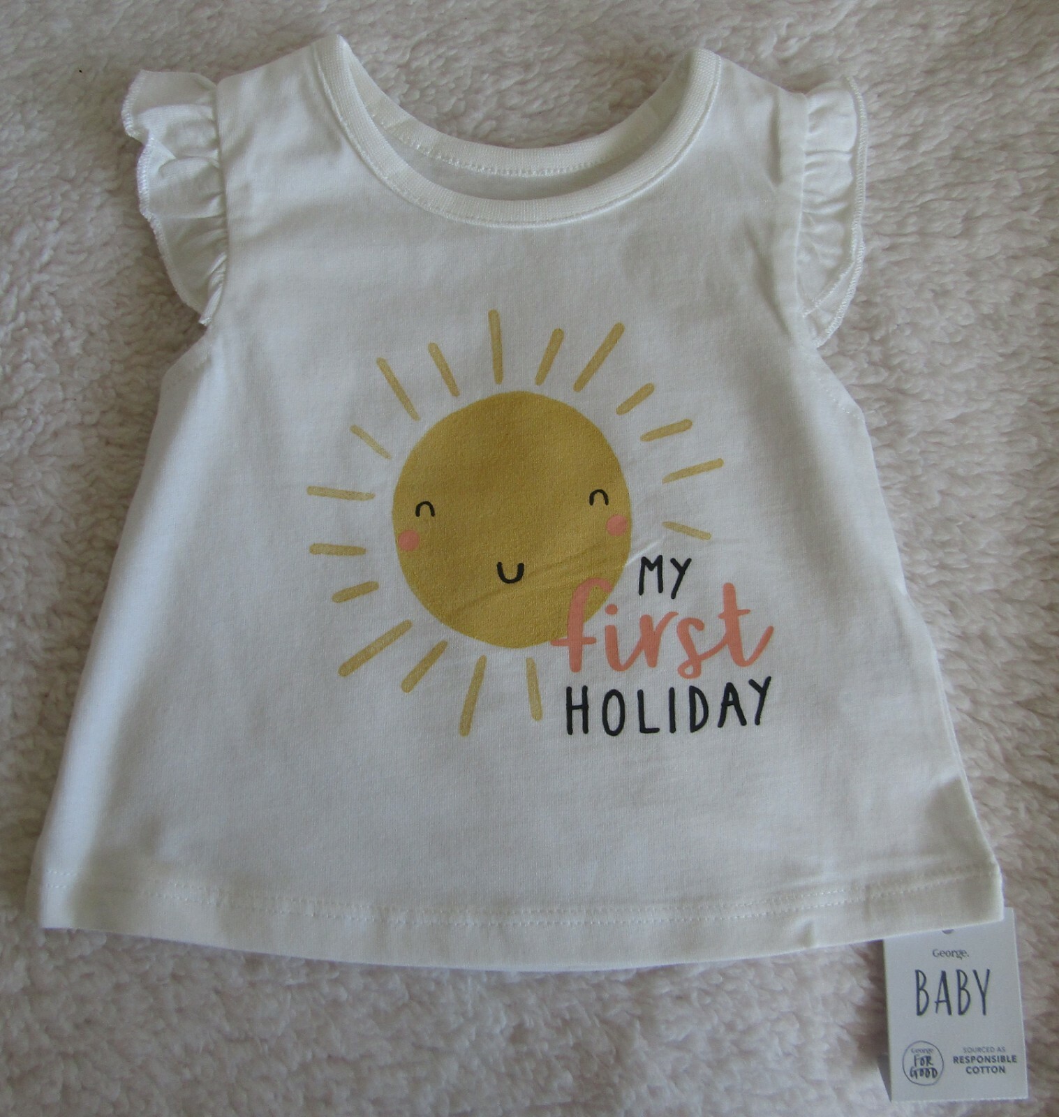 Baby My First Holiday Sunshine T-Shirt Top 0-3 Months/12lbs/5.5kg Brand New WL