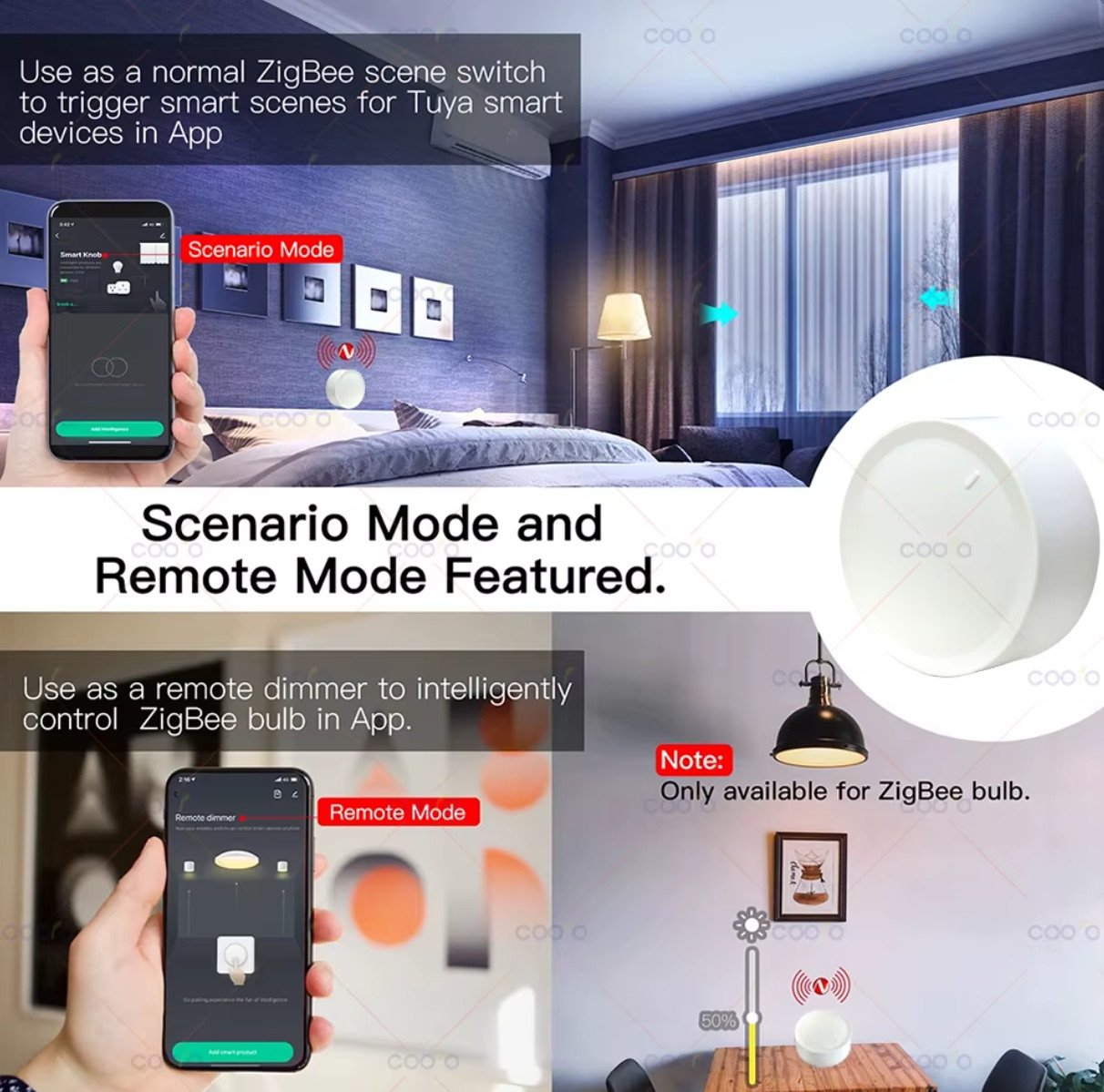 New Tuya ZigBee Smart Knob Switch DIY Wireless Scene Button Rotatable Dimmer
