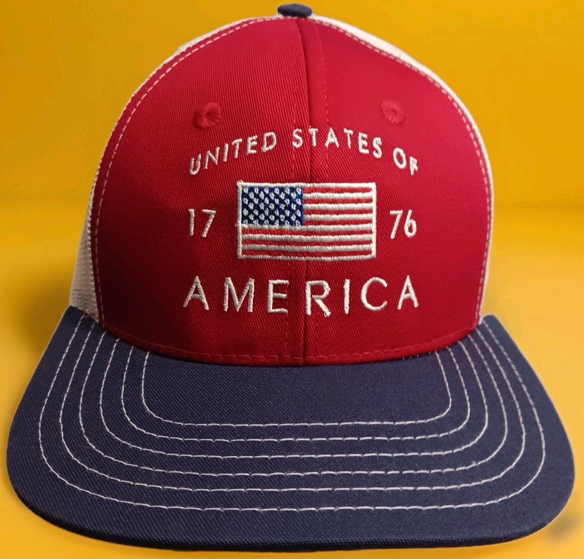 New United States Of America 1776 Mesh Snapback Hat Embroidered Cap Made In USA