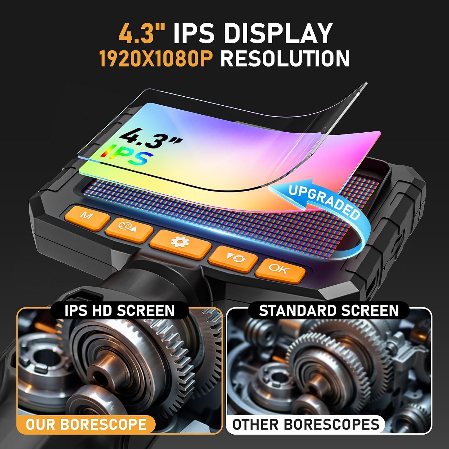 5FT 0.24in Two-Way Articulating Borescope Camera with Light for Inspections