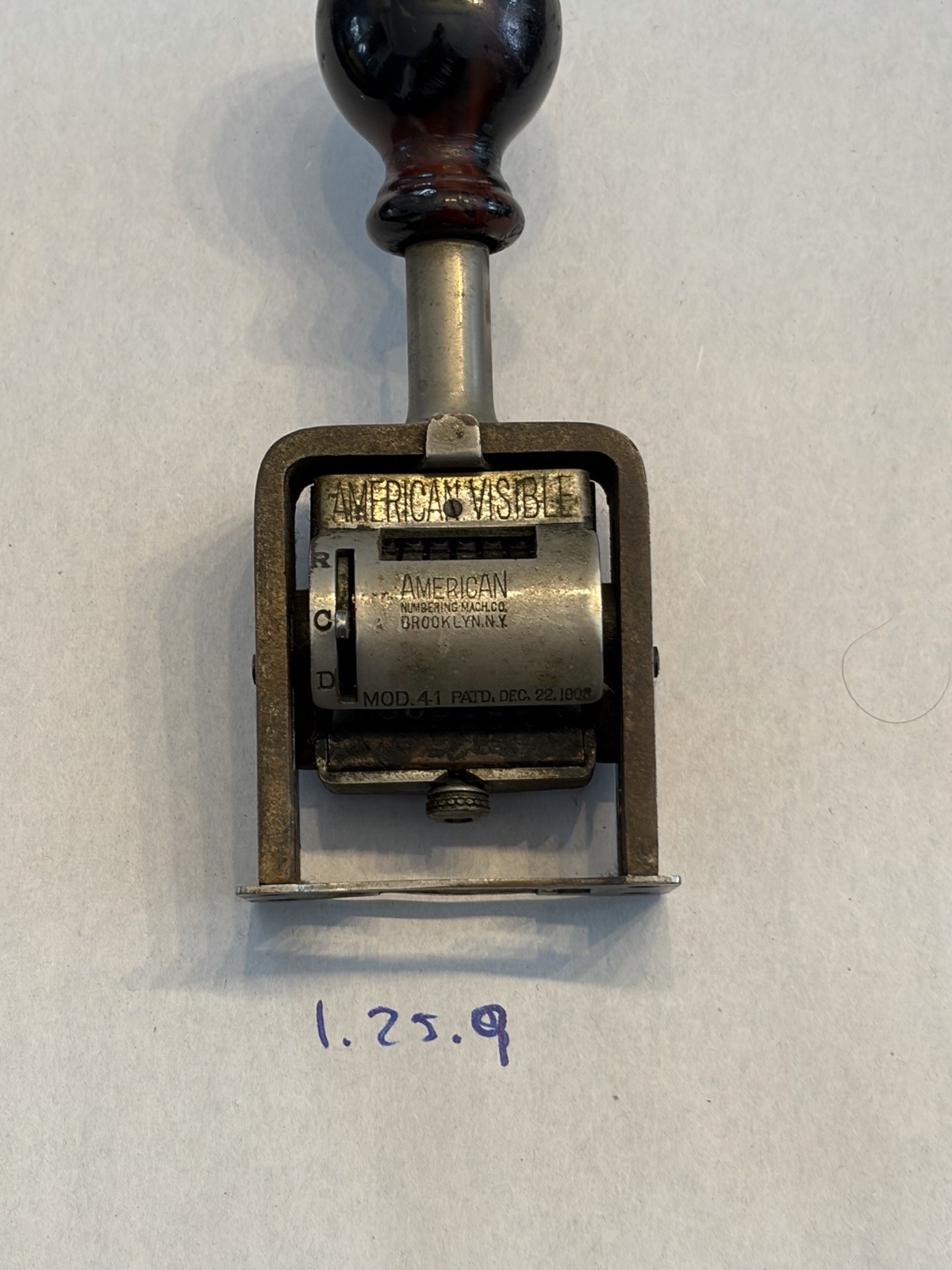 Antique American Visible Model 41 Numbering Machine Pat Dec 22 1908 Working