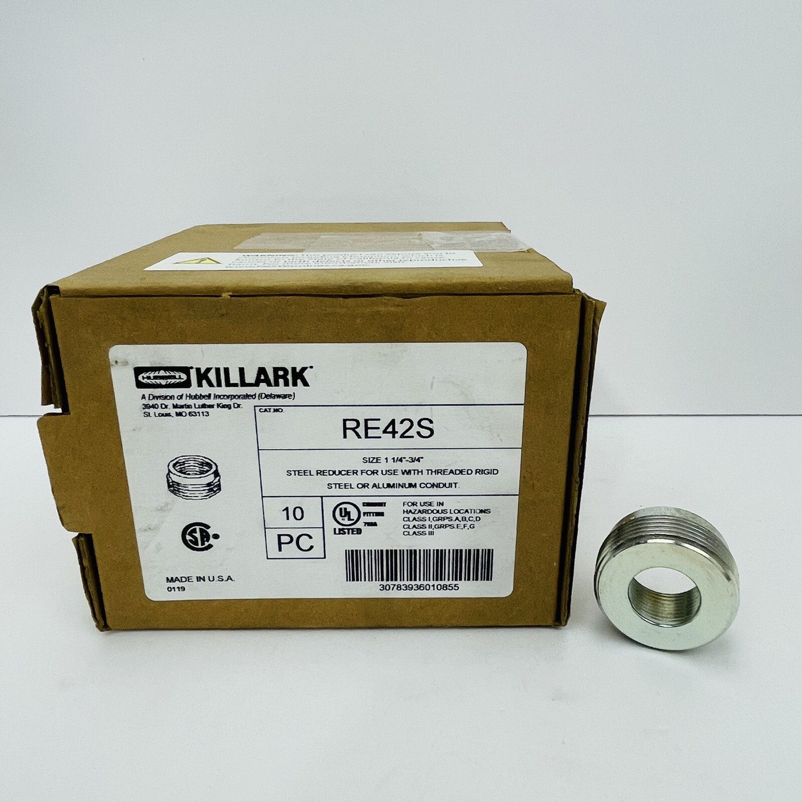 (Qty 1) Hubbell Killark RE42S 1-1/4” x 3/4” Haz Location Steel Reducer ~NEW~