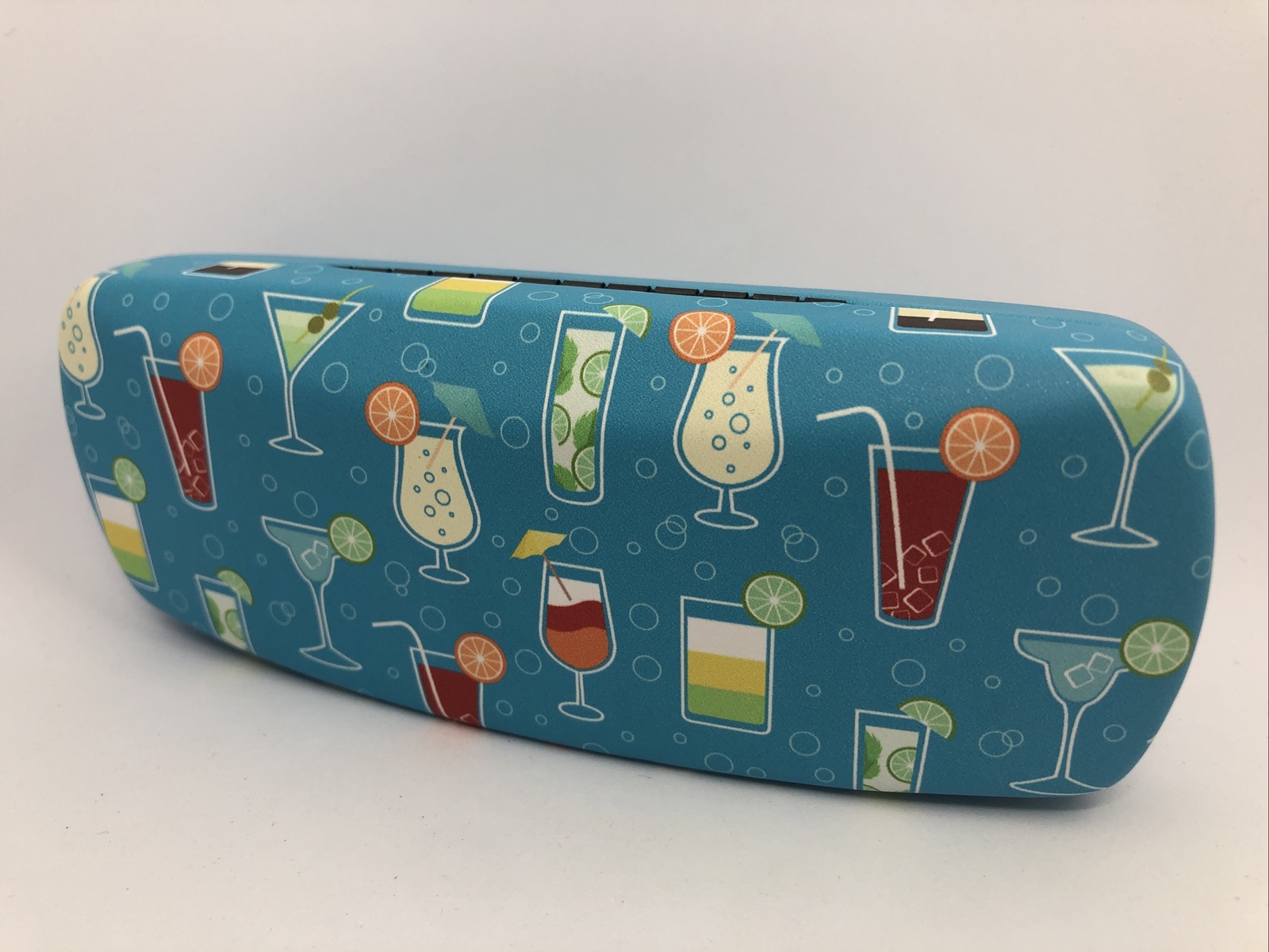 NEW Multicolored Cocktail Drinks Adult Hard Metal  Clamshell Eyeglasses Case