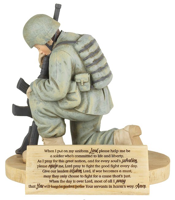 Soldier's Prayer Figure Army Marines Seal Team Resin figure; 4.5" x 5.75"