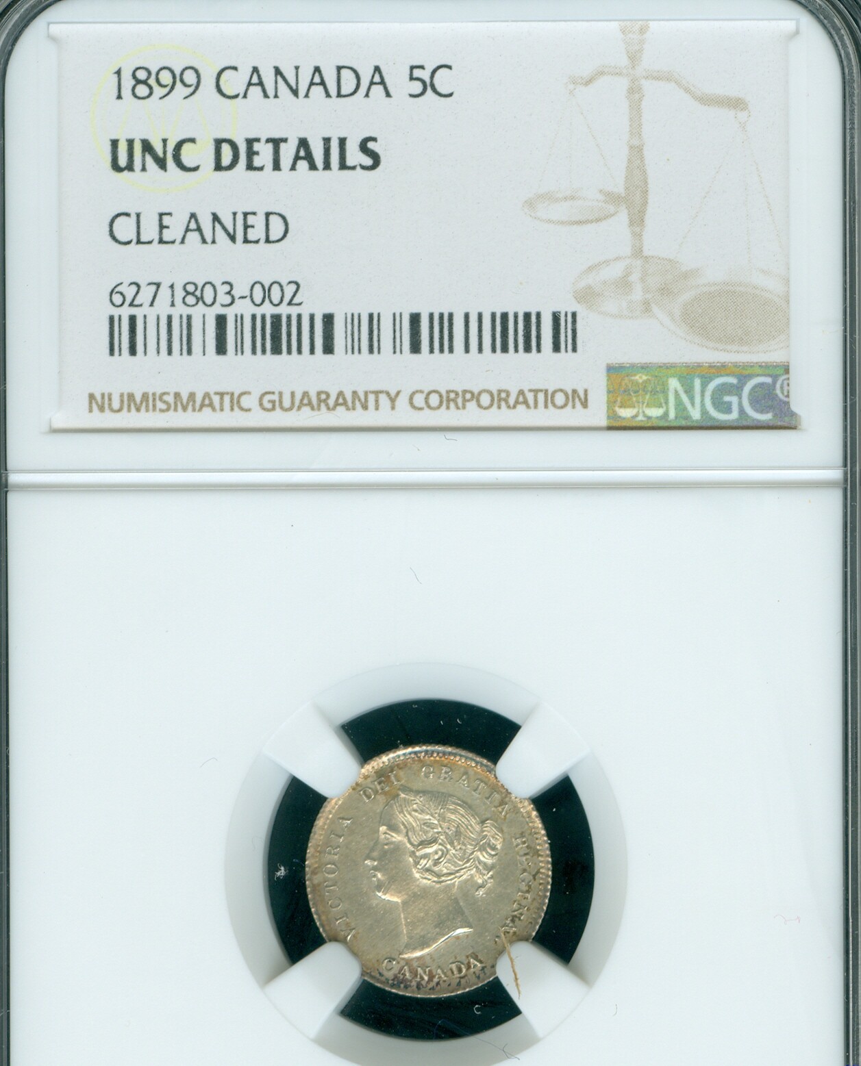1899 CANADA 5 CENTS NGC MS64 UNC DETAIL  RETAILS FOR $800.00  *