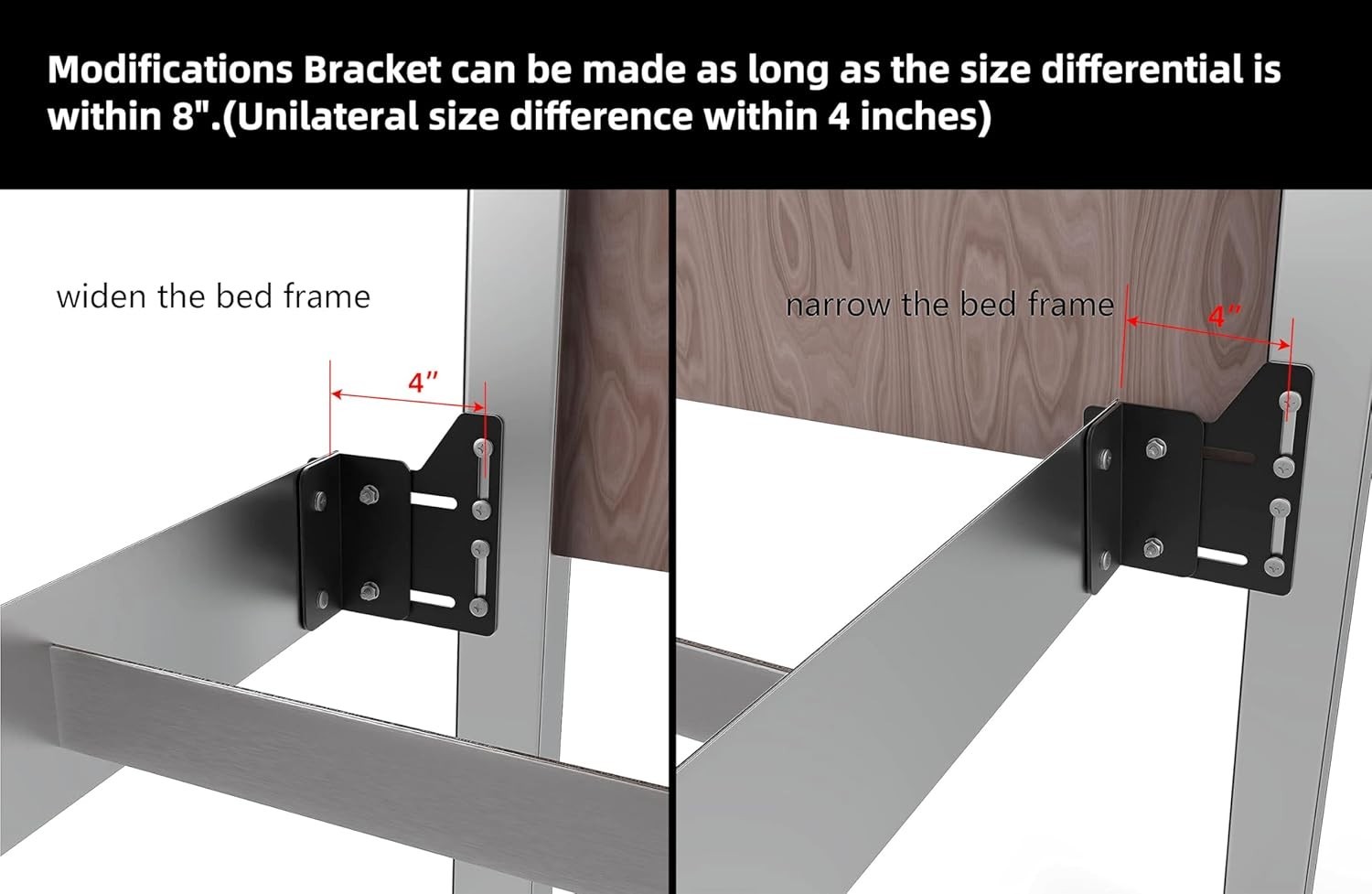 2 PCS Bed Frame Adapter for Headboard Modification Plate Brackets Adapter
