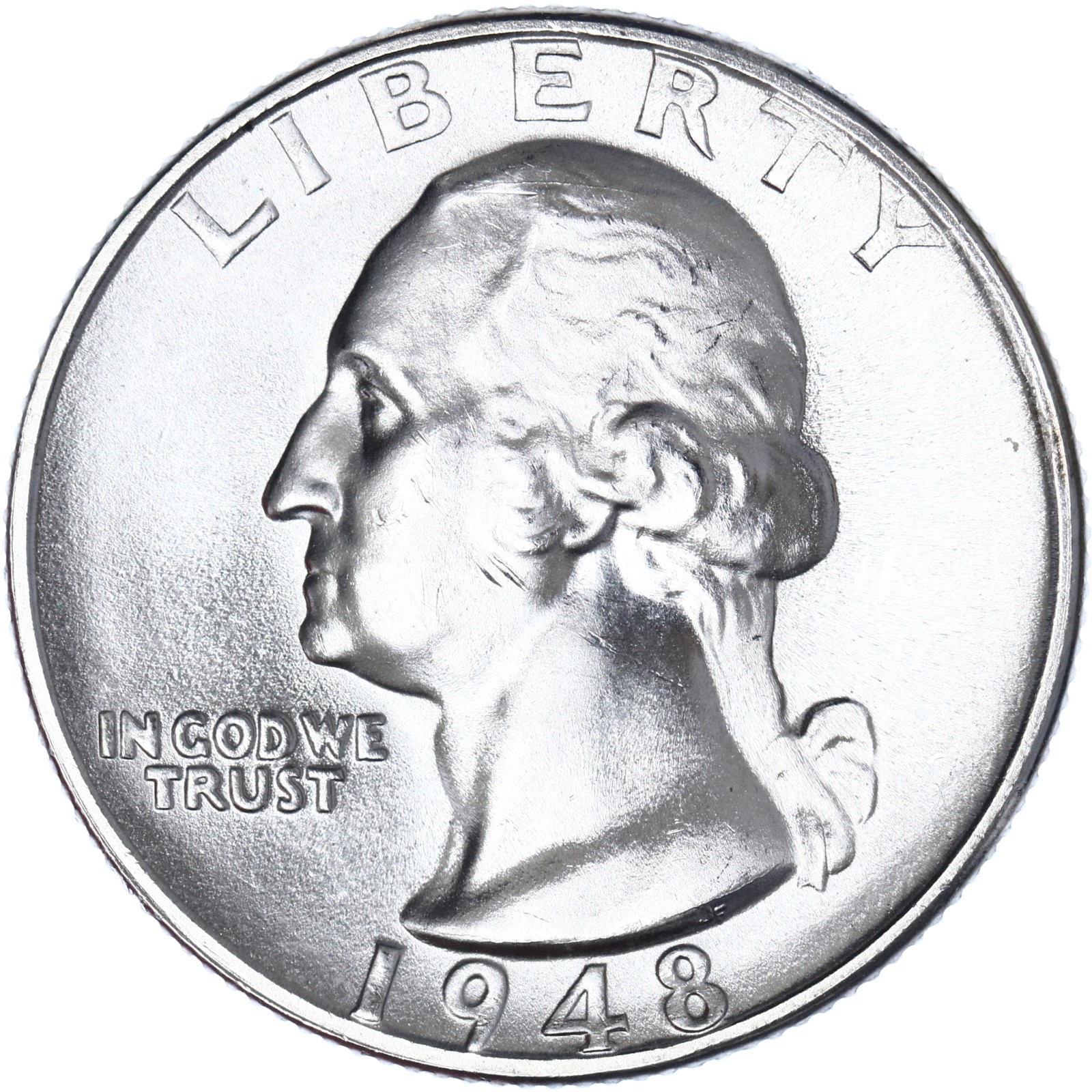1948 S Washington Quarter 90% Silver BU US Coin