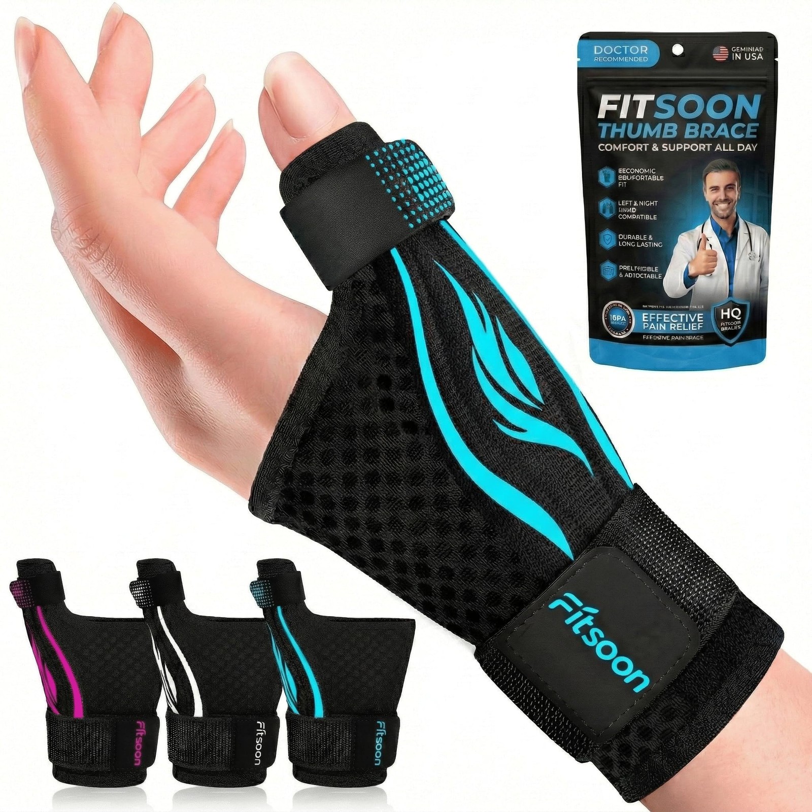 Trigger Thumb Splint - Thumb Spica Support Brace Stabilizer for Pain, Sprains