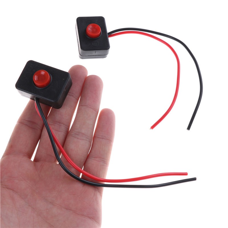 2PCS DC 12V 2A Adhesive Base Push Button Action Wired Switch for Car -y-