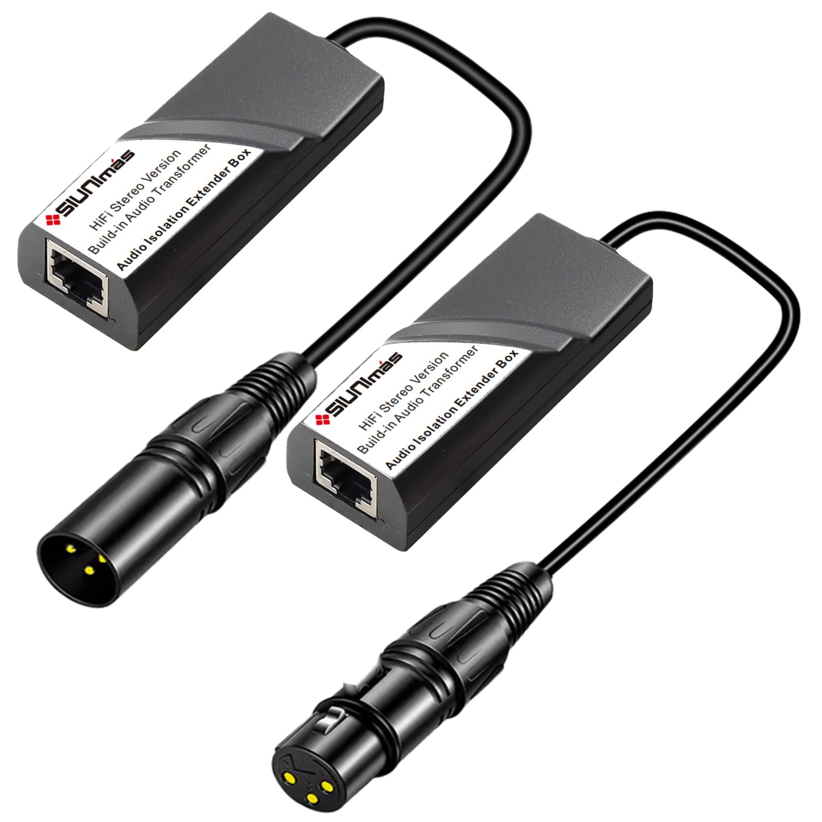 RJ45 to 3Pin XLR Male-Female Audio Converter Extender Box Build-in Audio Isol...