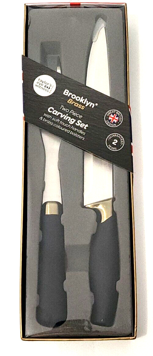 Taylor's Eye Witness Brooklyn Brass 2pc. Carving Knife Set - BRAND NEW & RARE