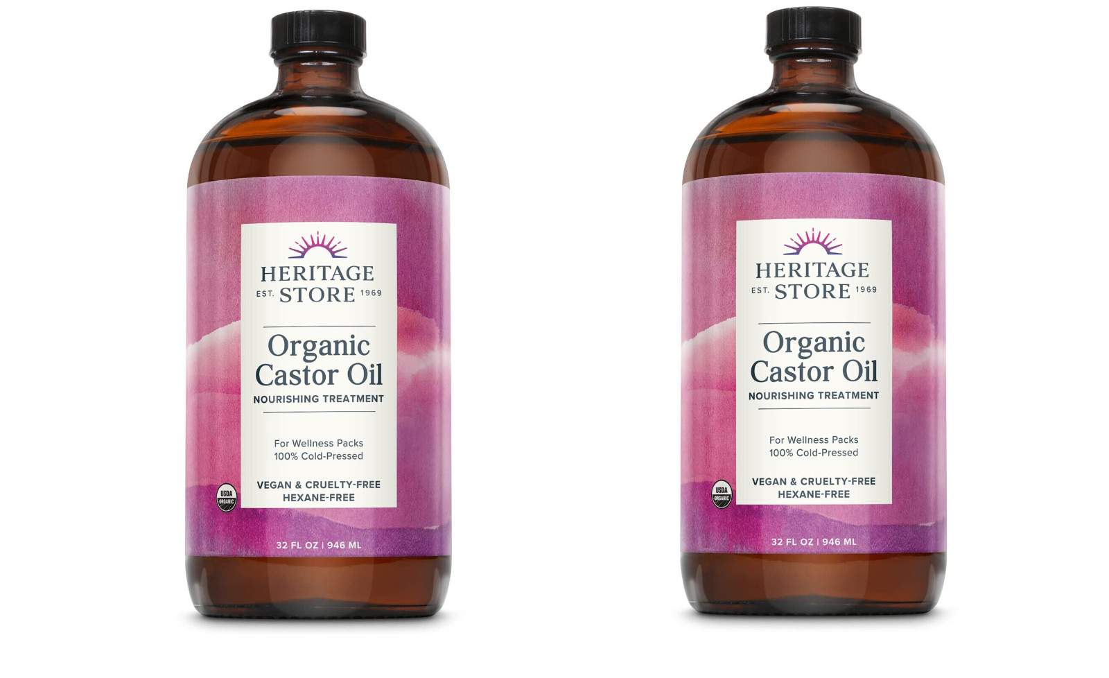 HERITAGE STORE Organic Castor Oil - 32 Ounces ********2 bottles*****************