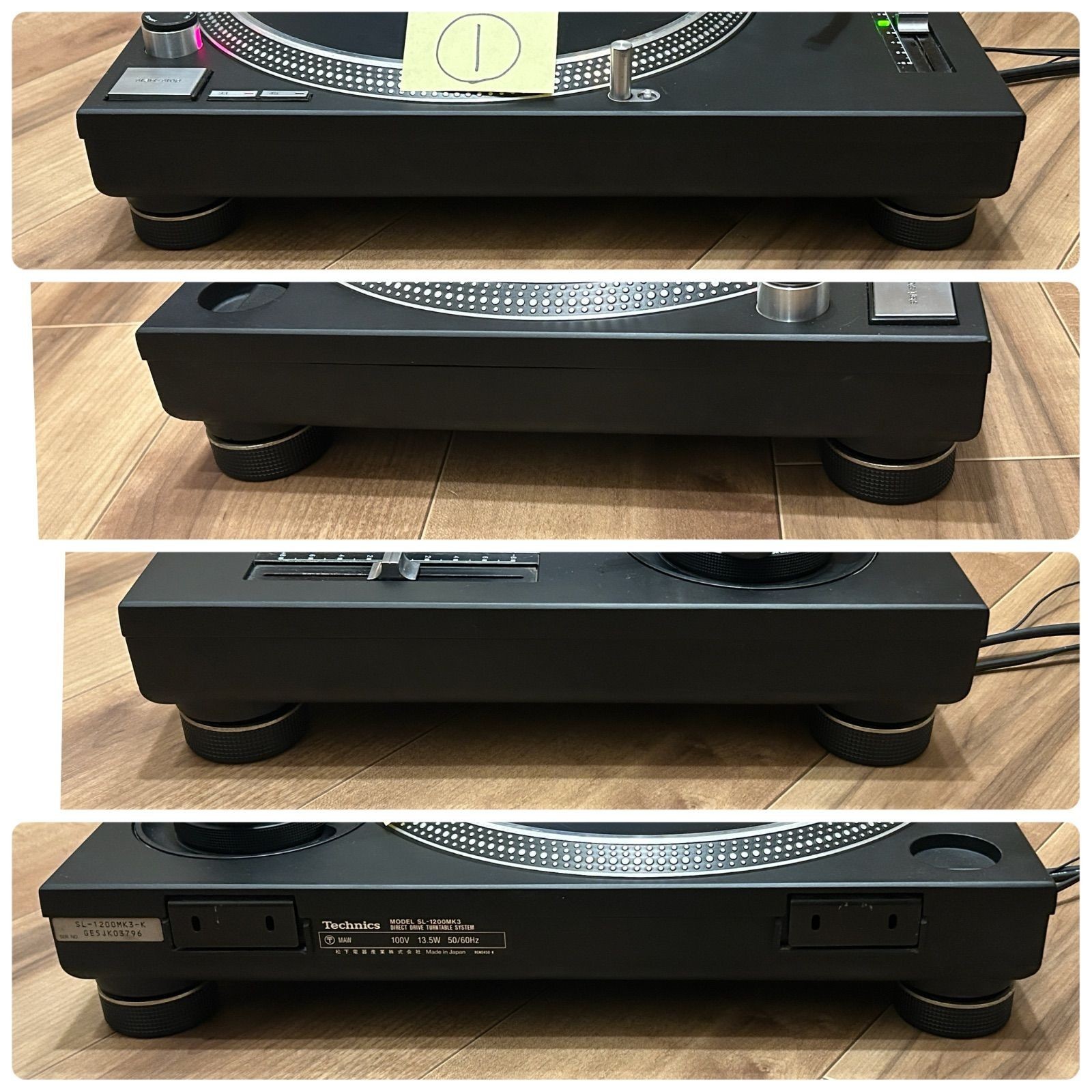 Technics SL-1200MK3 DJ Record Turntable System Pair Set Mogami FullyFunction