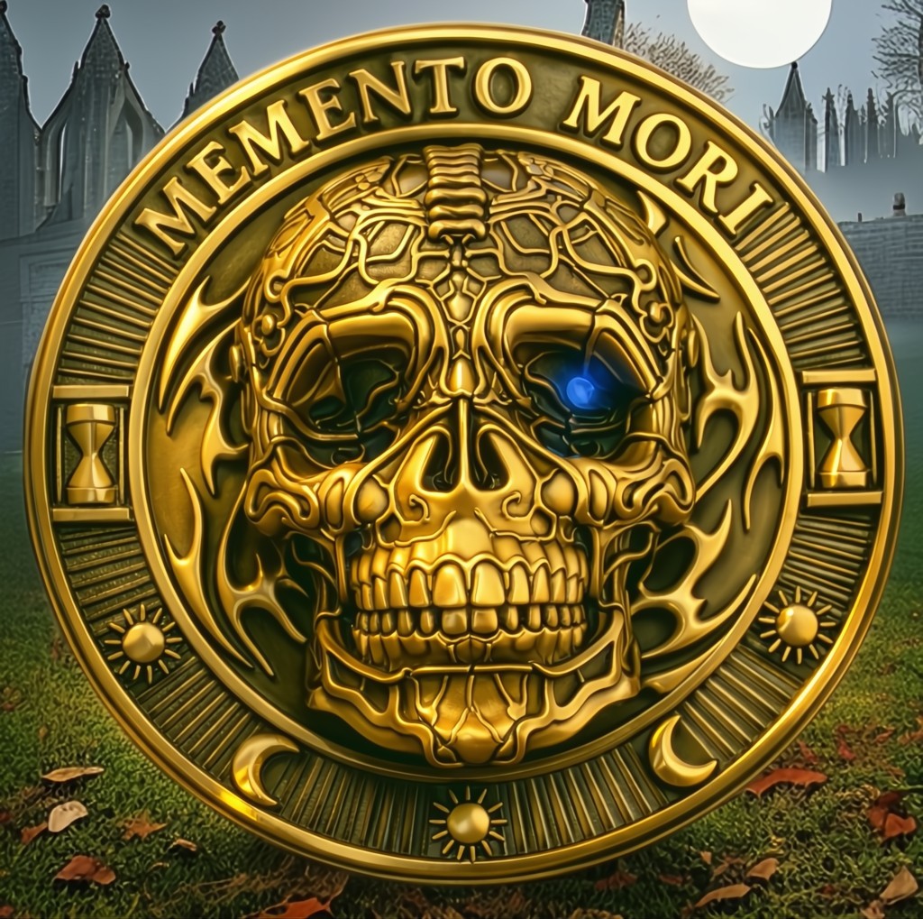 🔥Memento Mori Challenge Coin Skull Hourglass Dual-Sided Gothic Stoic Medallion