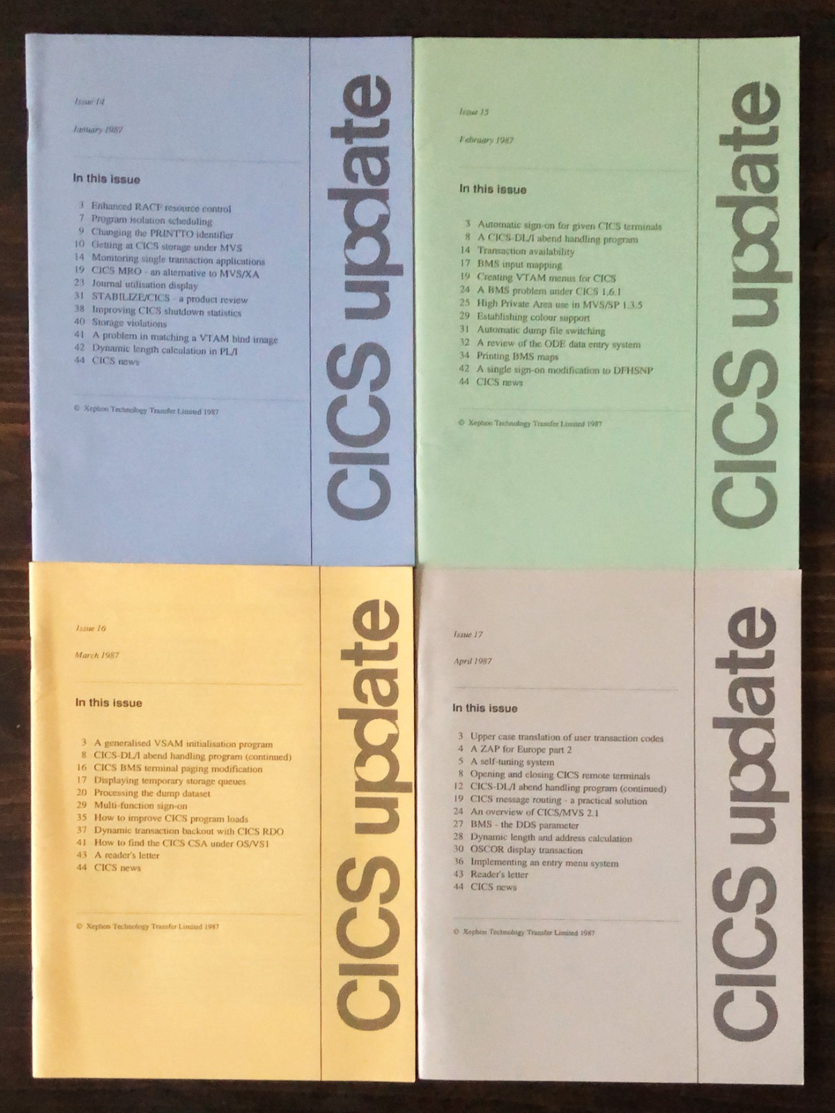 1987 (IBM) CICS Update Newsletter by Xephon Technology - Lot of 8