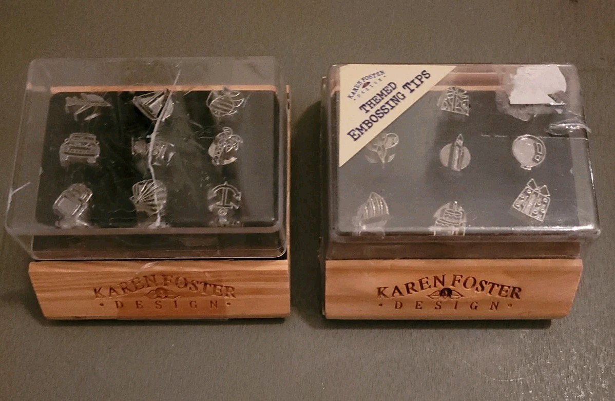 Karen Foster Embossing Tips Clikit Party (NEW) & Travel (USED) 2 SETS (18 TIPS)