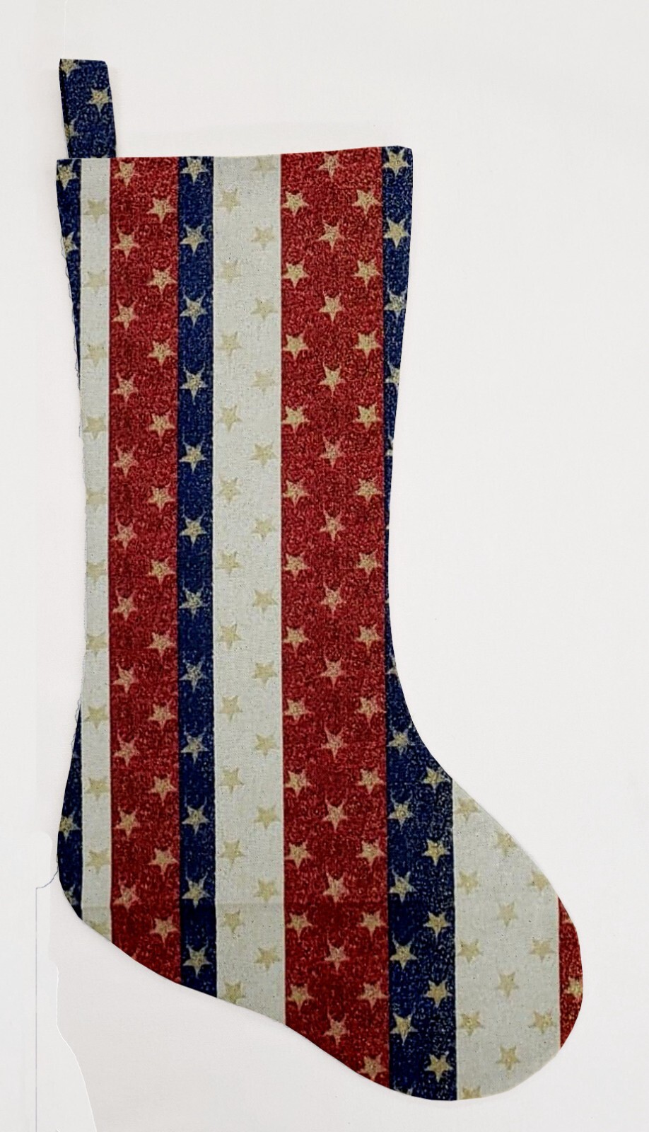 Stars & Stripes Americana Patriotic Gold Glitter Christmas Stocking