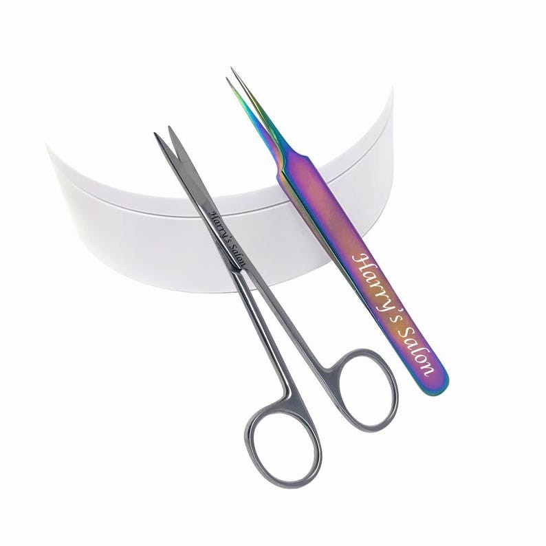 Personalized Stainless Steel Precision Scissor & Multi-Color Tweezer Beauty Set