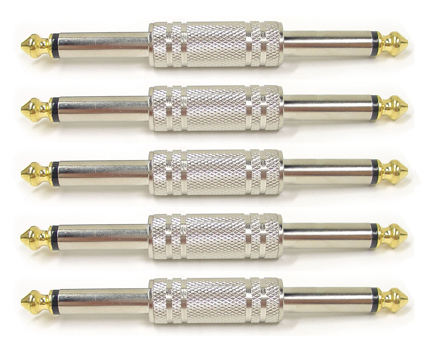 1/4" Male to 1/4" Male Guitar Pedal Coupler - 5 Pack