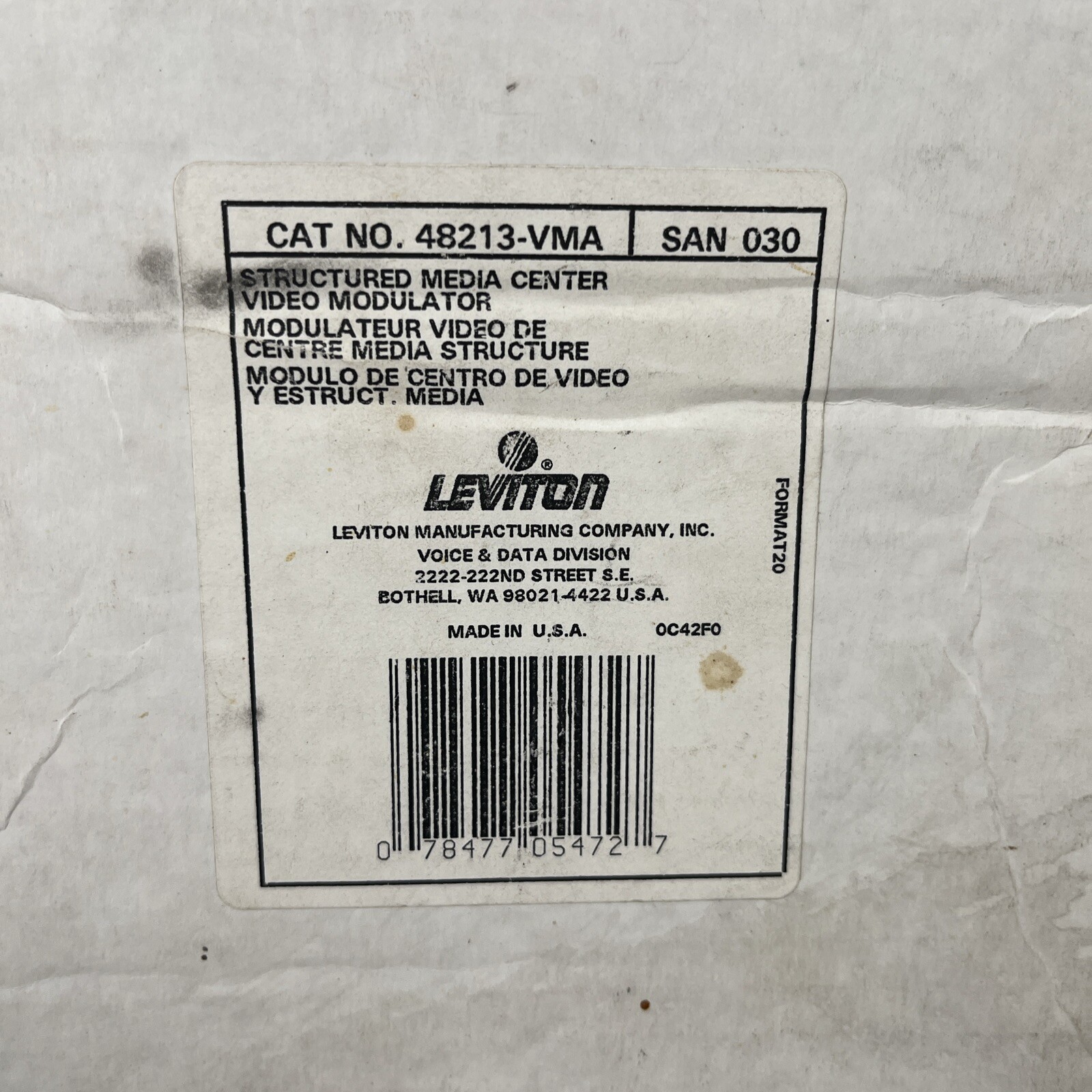Leviton 48213-VMA Structured Media Center - Video Modulator