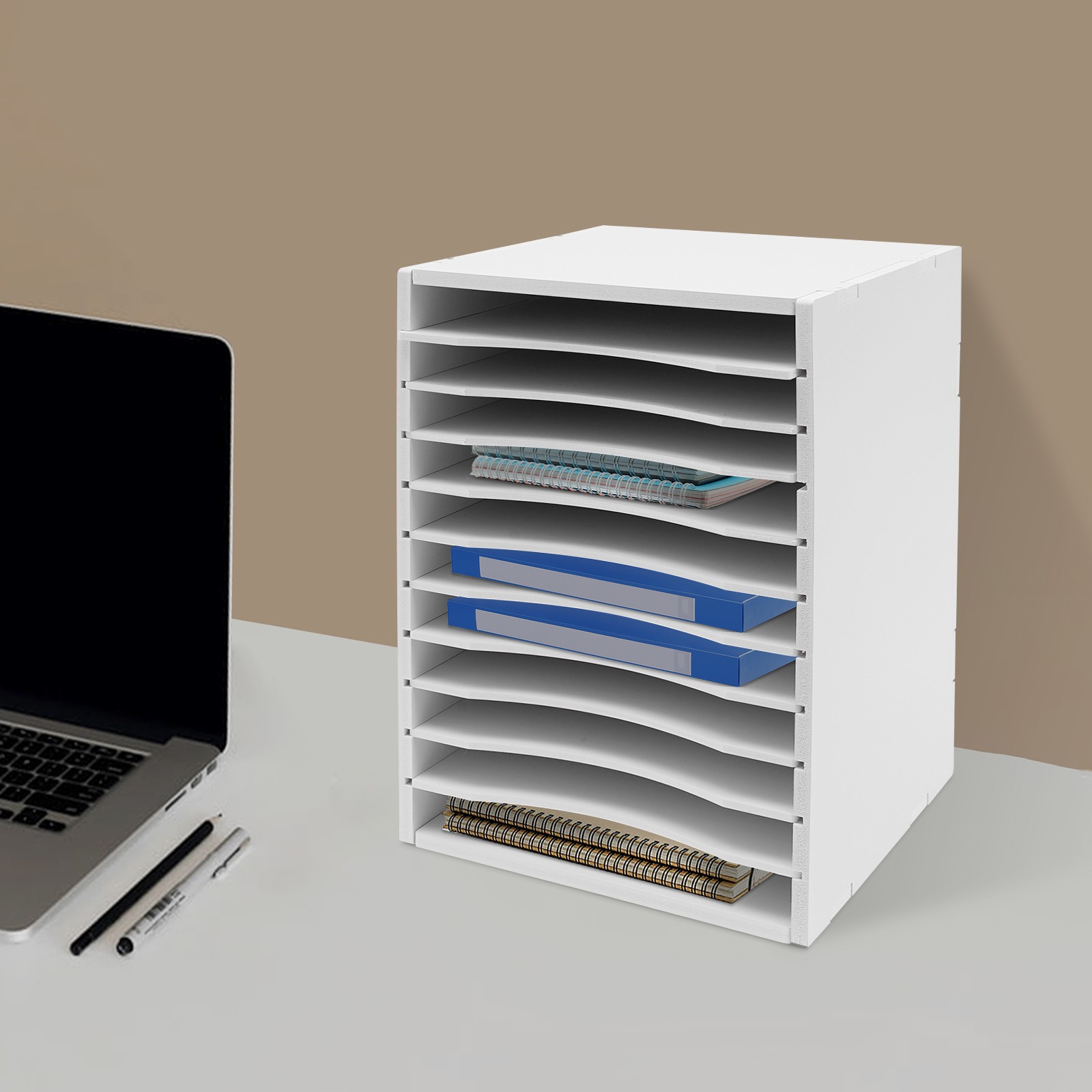Vertical Desktop Sorter 11-Compartments Paper Storage Holder Document Organizer