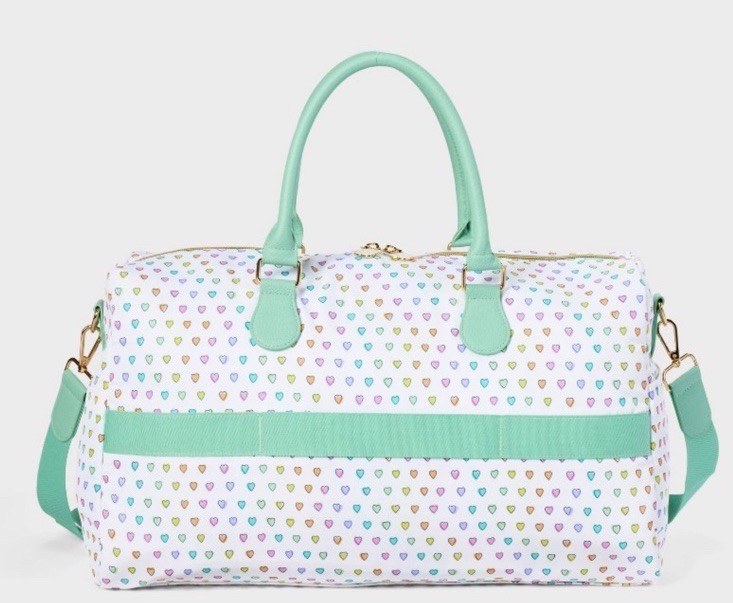 Roller Rabbit X Target - Disco Hearts Wave Softside Duffel Bag White / Teal NWT
