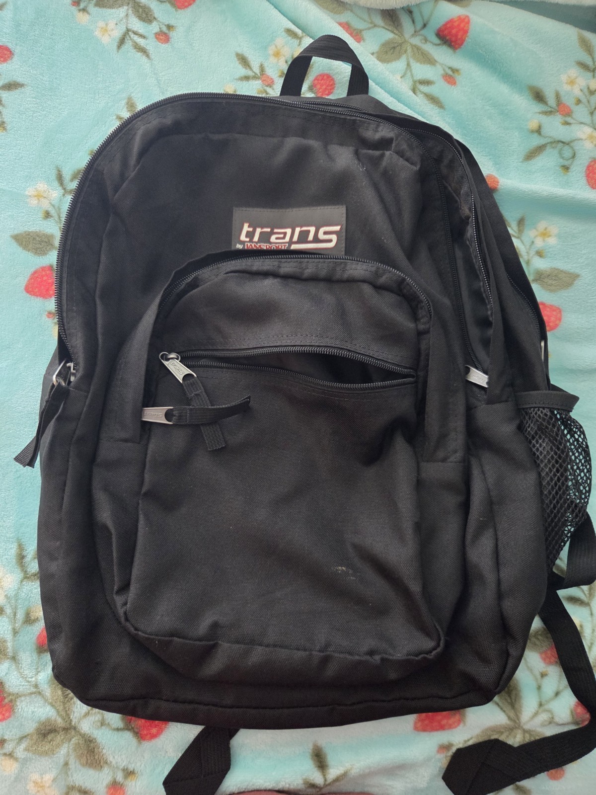 JanSport Trans Black Backpack Zip Closure Padded Straps External Pockets