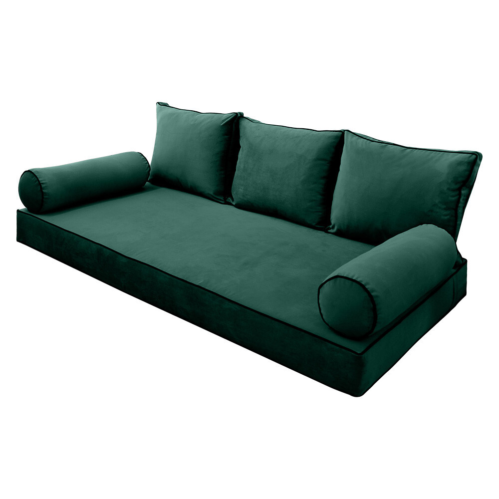 |SLIPCOVER ONLY| S.V3 Velvet Daybed Mattress Pillow Contrast Pipe Twin-XL AD317