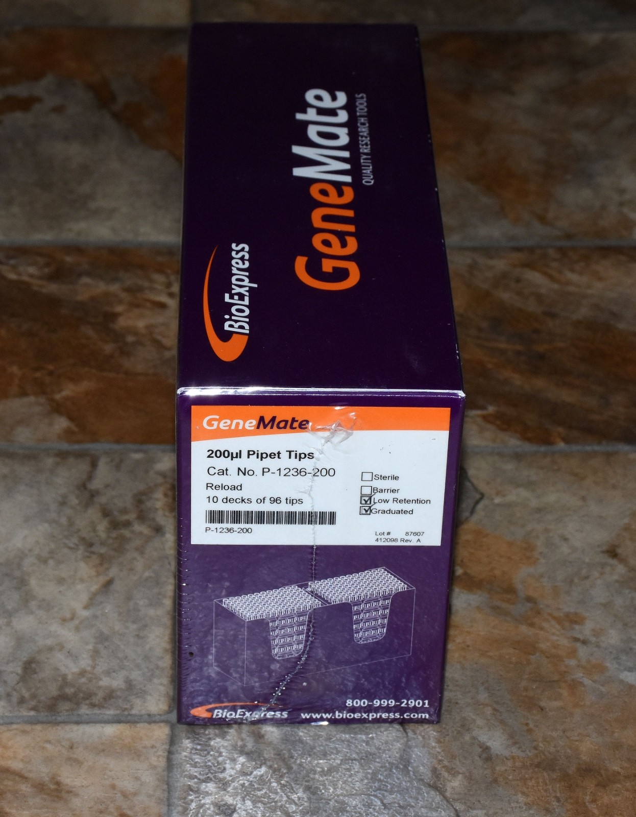 GeneMate P-1236-200 200uL Pipette Tips Reload Low Retention 960 Sealed