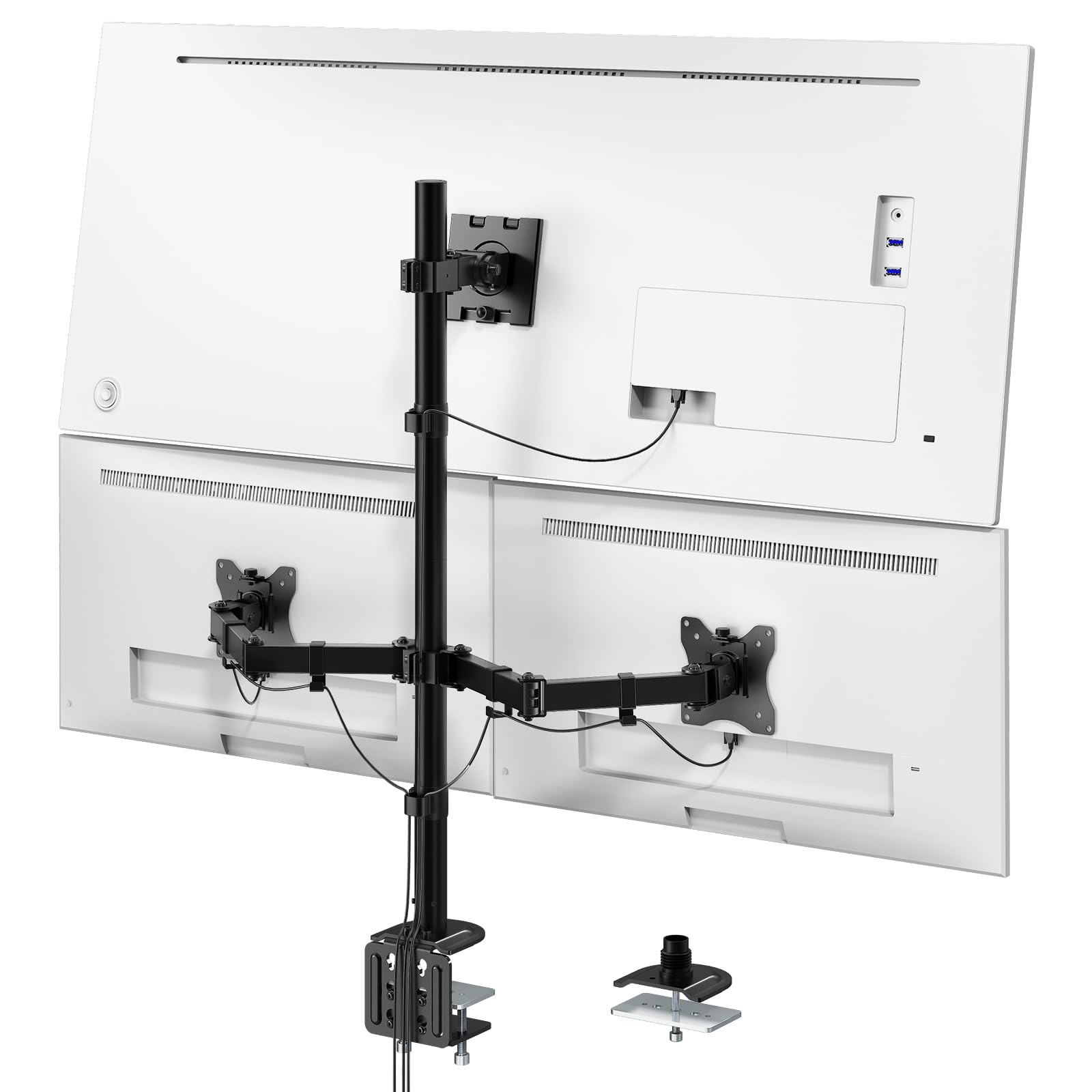 WORLDLIFT Triple Monitor Arm 3 Screen 17-49in VESA Mount 20kg Long Pole