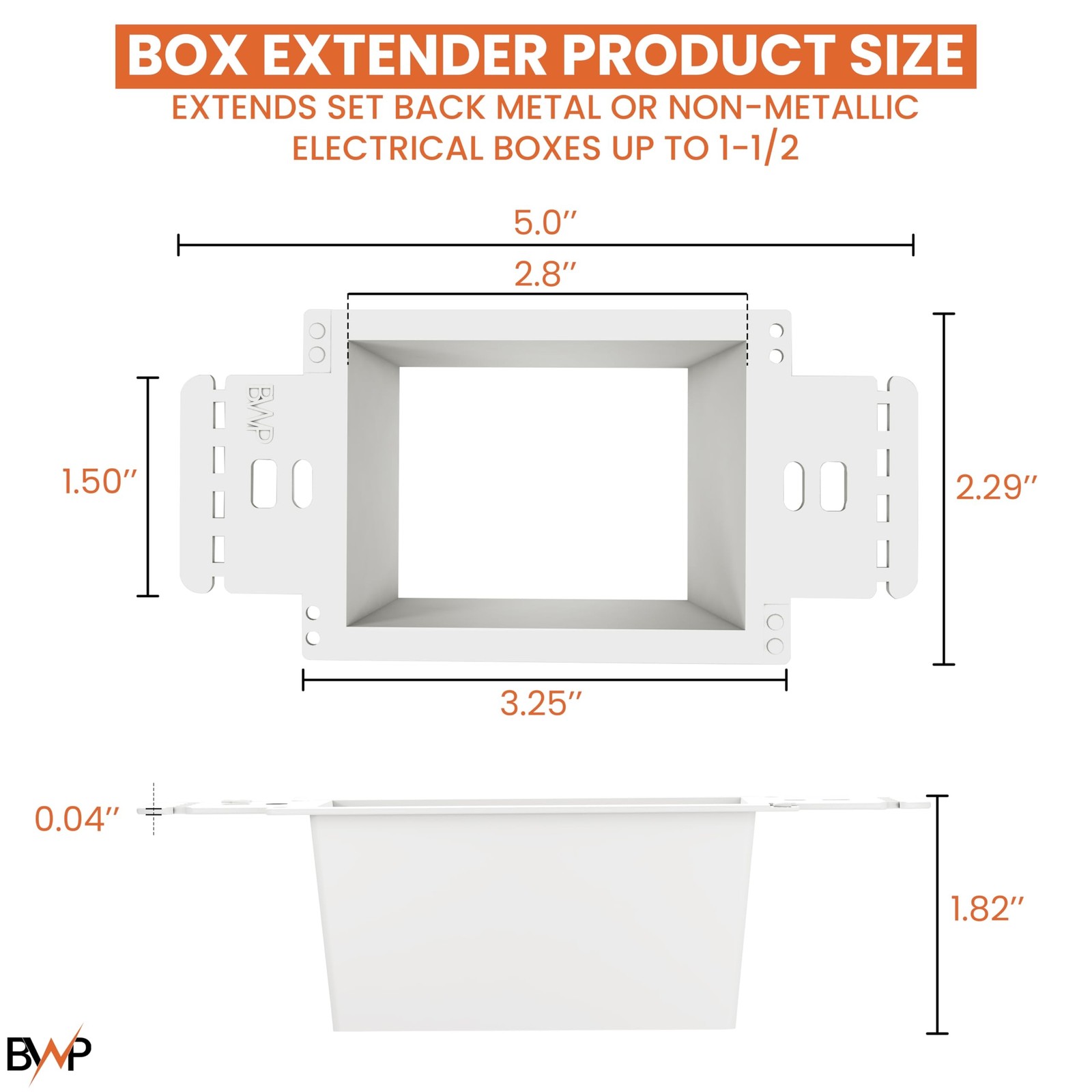 BWP 2 Pack Electrical Outlet Box Extender 1 Gang - Electrical Box Extender wi...