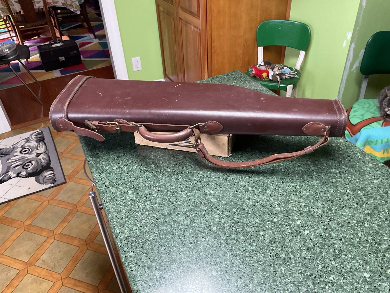 Antique Gun Rifle Leather Strap Breakdown Shotgun Case Takedown Vintage Nice