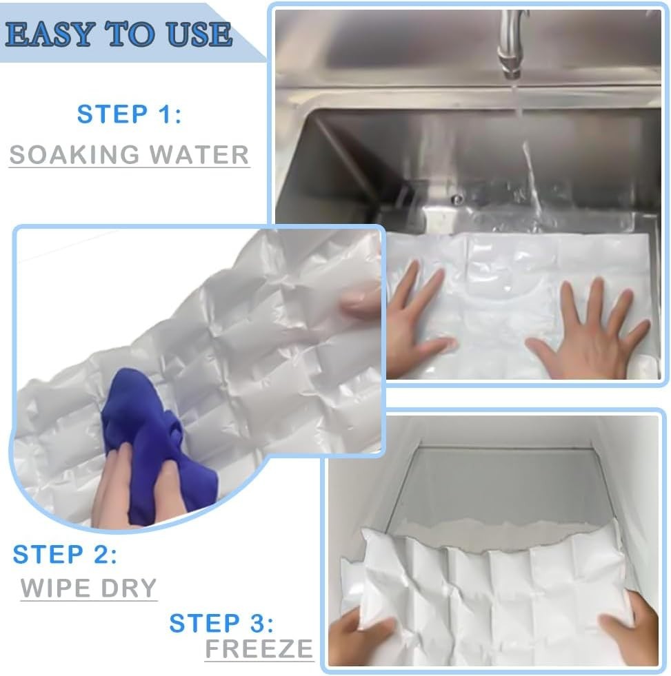 Ice Sheets for Coolers Reusable - Ice Pack Sheets - Ice Mat with Flexible 96 Ice