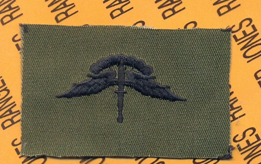 US Army Airborne Military Freefall MFF wing cloth OD Green & Black patch