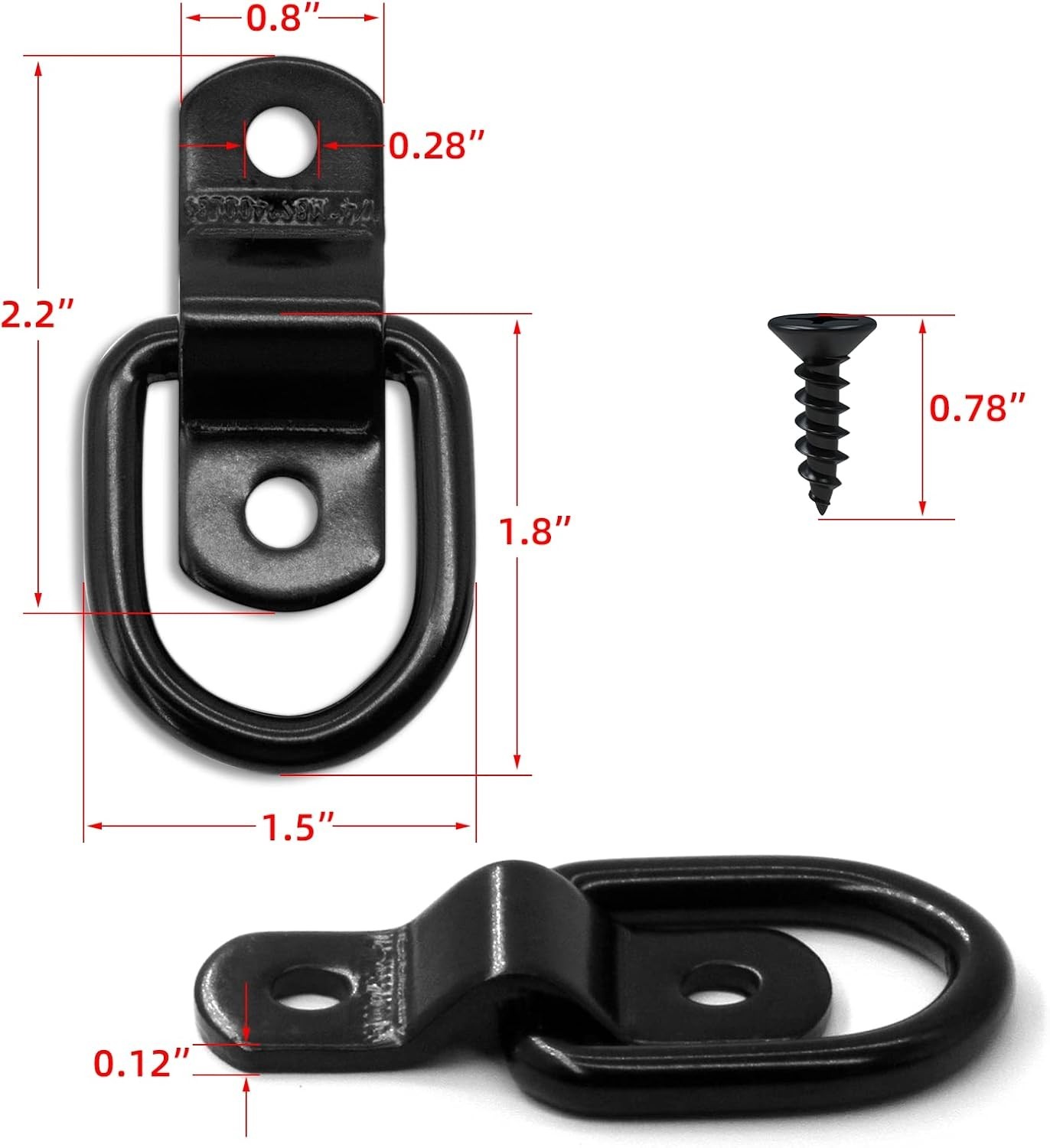 12 Pack D Rings Tie Down Anchors Hooks with Screws for Trailer Truck Bed Bracket