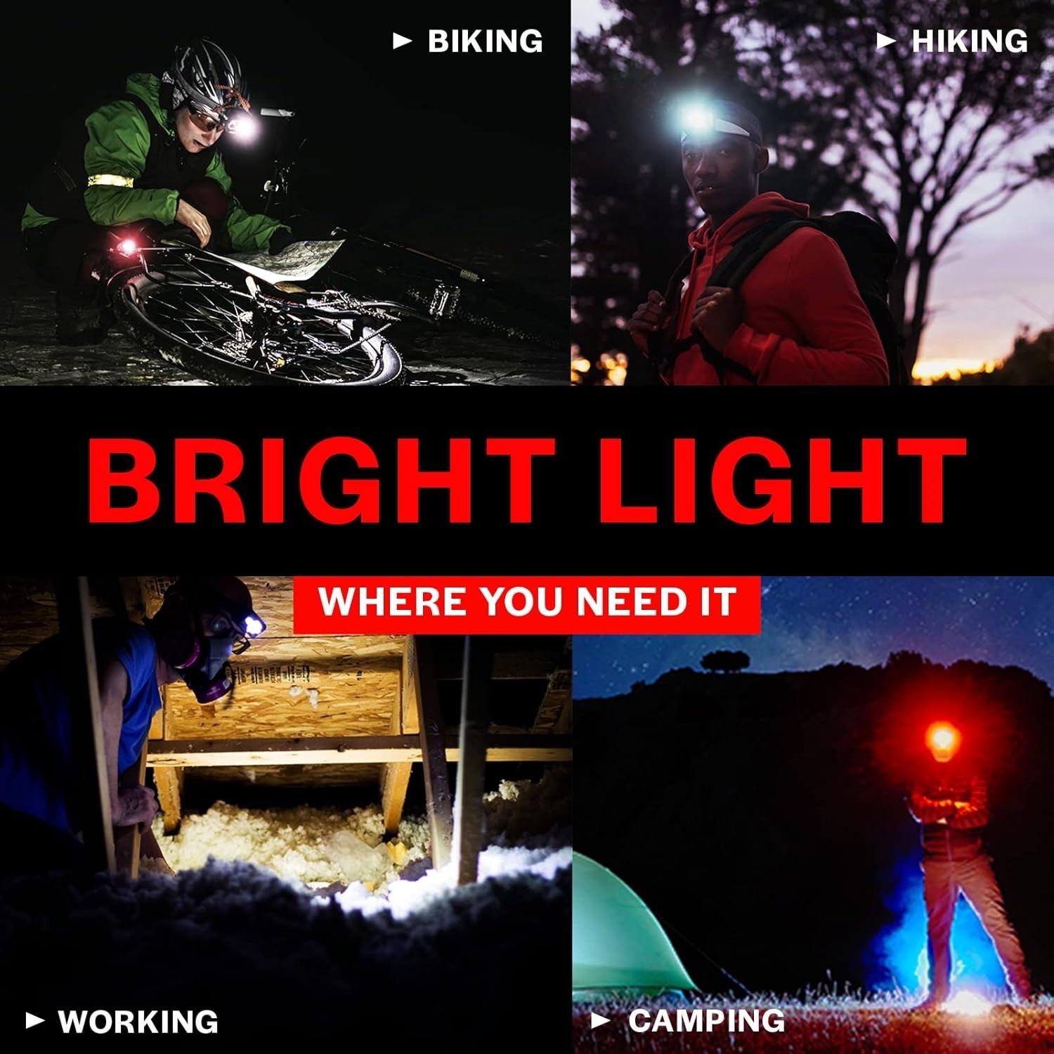 Versatile LED Headlamp Set - 2 Adjustable, Water-Resistant Lights for Every Need
